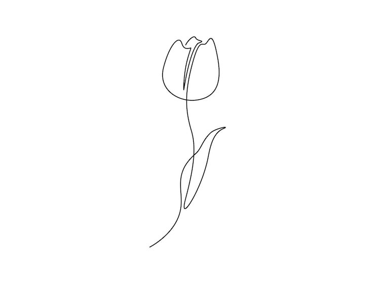 Vector voortdurende één lijn tekening van tulp bloem