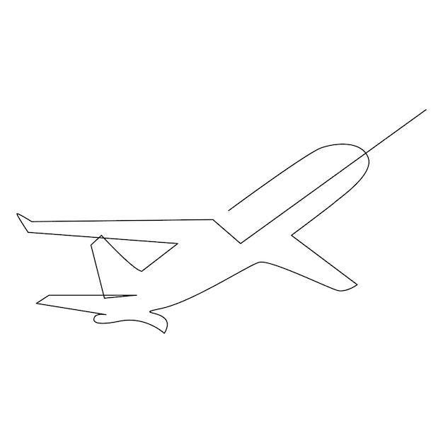 Vector voortdurende eenlijnte tekening van een passagiersvliegtuig tekenkunst en illustratie vectorontwerp