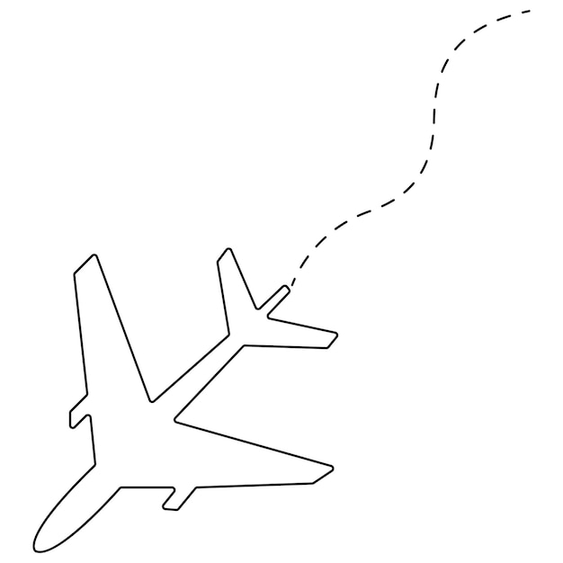 Voortdurende enkele lijn kunst tekening van vliegtuig icoon
