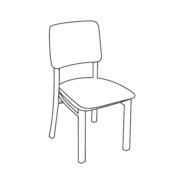 Voortdurende lijntekening van een hoge houten stoel voor het diner