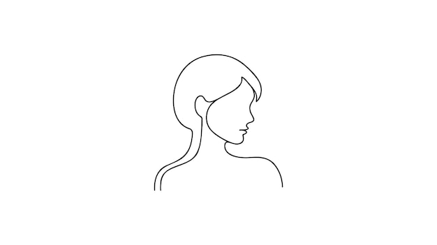 Voortdurende lijntekening van het profiel van de vrouw