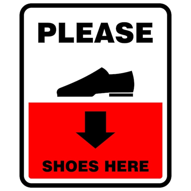 Voorzichtig, doe alstublieft uw schoenen uit, teken vector