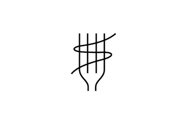 Vork lijntekeningen logo ontwerp met letter s noedelvorm