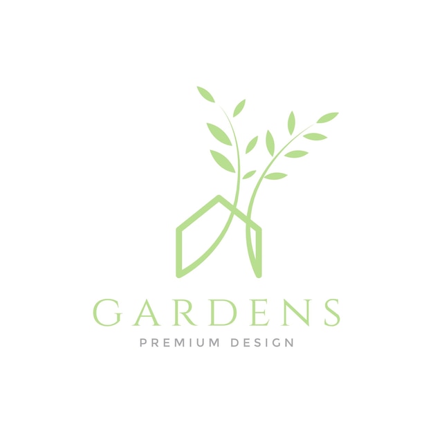 Vorm huis met plant tuin decoratief logo ontwerp vector grafisch symbool pictogram illustratie creatief