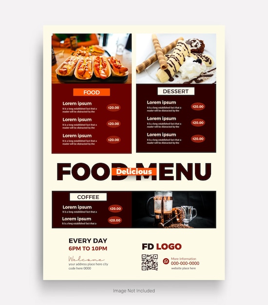 Vorm van flyer voor fastfoodrestaurants