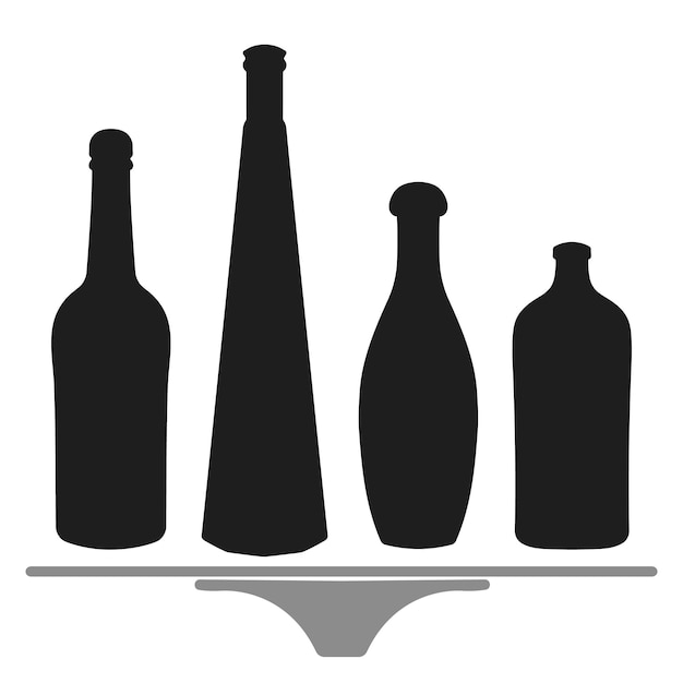 Vorm van silhouet van fles voor alcohol bier kvass wateren Overzicht van container voor het opslaan van vloeistof