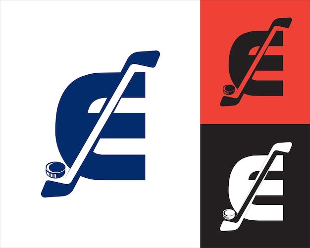 Vector vorm voor het ontwerp van het hockey-logo met de letter e