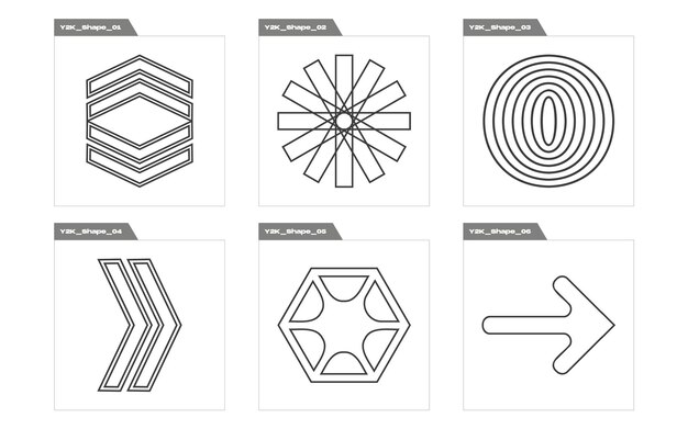 Vector vormen van brutalisme grote verzameling abstracte grafische geometrische symbolen objecten in y2k-stijl