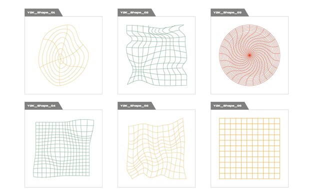 Vormen van brutalisme grote verzameling abstracte grafische geometrische symbolen objecten in y2k-stijl