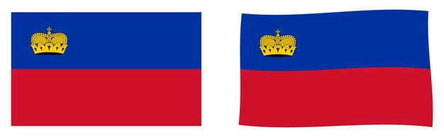 Vorstendom Liechtenstein vlag. Eenvoudige en licht golvende versie.