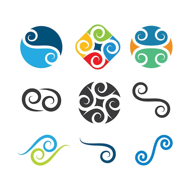 Vortice icona logo onda e vettore a spirale
