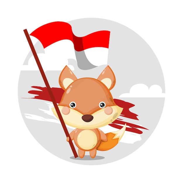 Vos vlag indonesië mascotte karakter logo