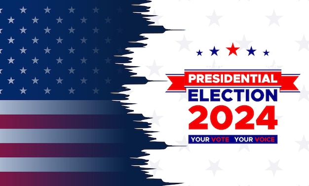 Vote 2024 presidential election day in united states political election campaign banner background