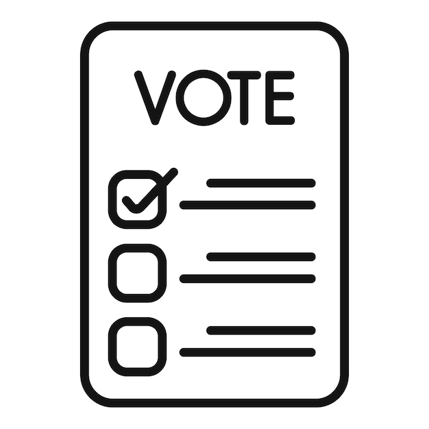 Vote paper icon outline vector Political speech Voter decision