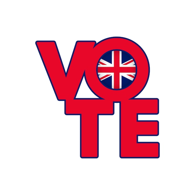 Vote sign postcard poster Banner with UK flag Vector illustration