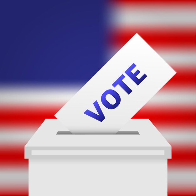 Vettore vota usa in stile americano. voto blu usa su sfondo verde. icona vettore.