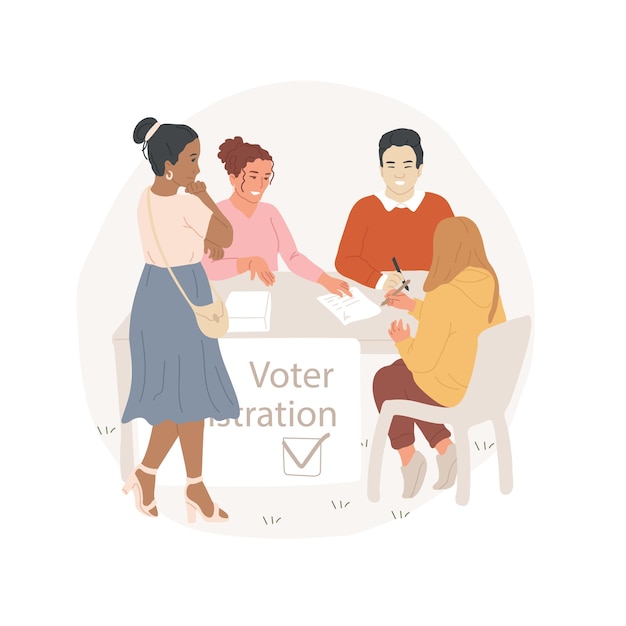 Voter registration drive isolated cartoon vector illustration