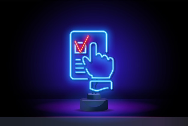 Кнопка голосования неоновая иконка элементы набора простых значков для веб-сайтов, веб-дизайн, информация о мобильных приложениях ...