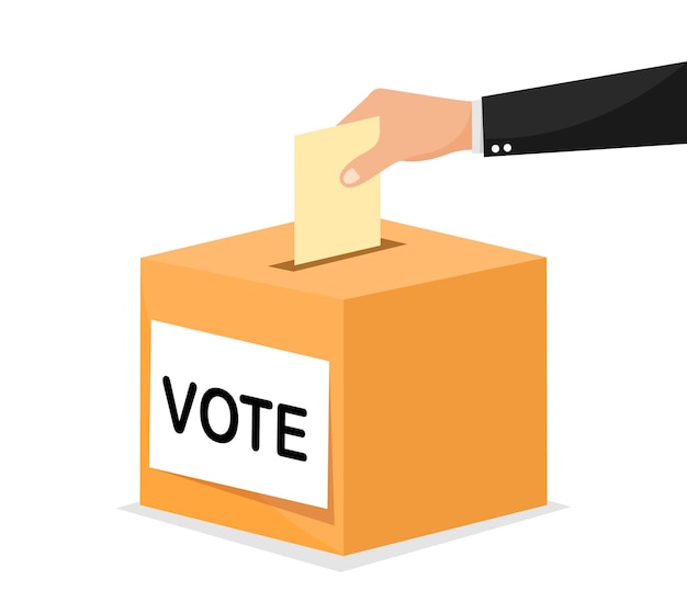 Premium Vector | Voting concept hand puts voting ballot in vote box