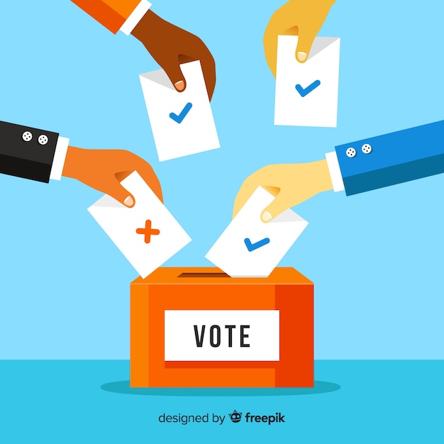 Vector voting and election concept with box