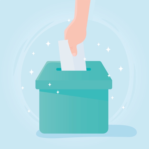 Vector voting and election, hand paper vote in box