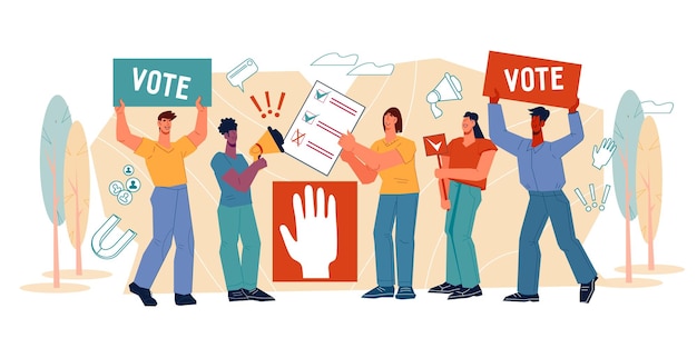 Voting and elections democracy banner layout flat vector illustration isolated