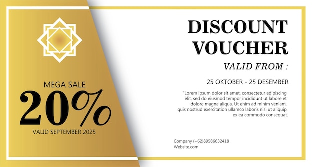 Vector voucher dicount vector flat gold white gold start