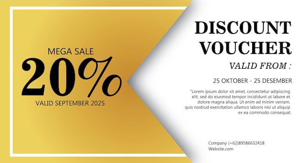 Vector voucher dicount vector flat gold white gold