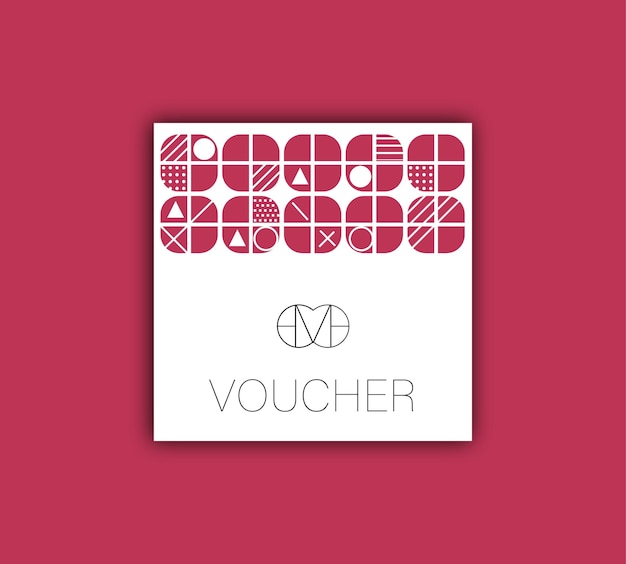 Voucher en cadeaubon in viva magenta kleur en geometrische vorm.