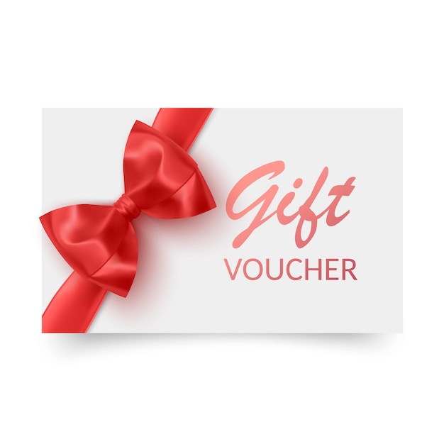 Voucher template with red bow ribbons Design usable for gift coupon voucher or certificate