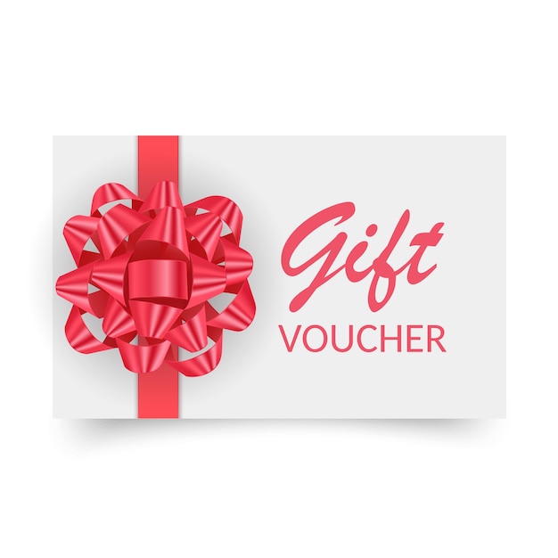 voucher template with red bow ribbons design usable for gift coupon voucher or certificate