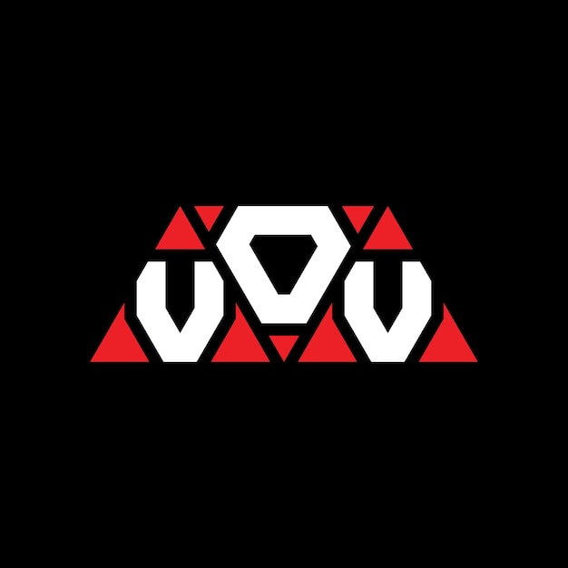 삼각형 모양의 VOV 삼각형 로고 디자인 모노그램, 빨간색의 VOV 터 로고 템플릿, 단순한 우아하고 고급스러운 VOV 로고