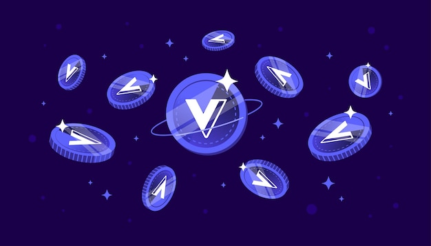 Vector voyager token vgx coins falling from the sky vgx cryptocurrency concept banner background