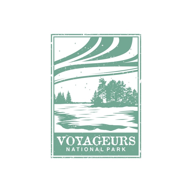 voyageurs national park vector illustration in stamp style