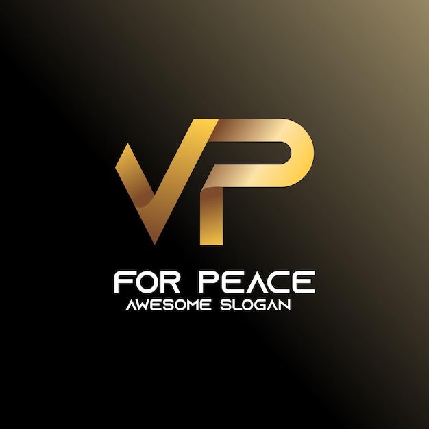 Vp eerste logo vintage gouden verloop vector