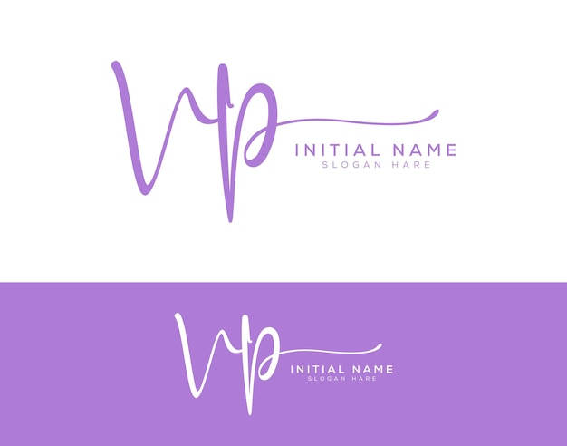 Vp initial handwriting signature logo design