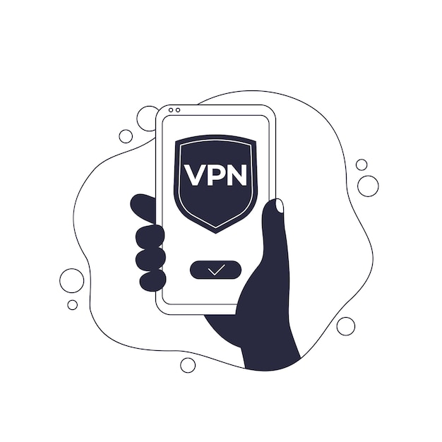 VPN app smart phone in hand vector illustration