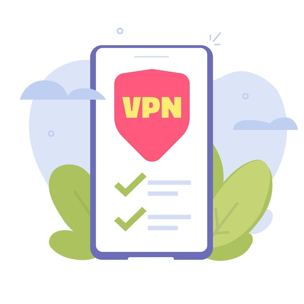 Elenco di controllo mobile vpn su cellulare o rete privata virtuale su smartphone cellulare