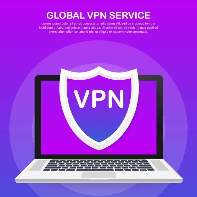 VPN-connectiviteit. Beveiligd virtueel privaat netwerk verbindingsconcept. Isometrisch in ultraviolette kleuren.