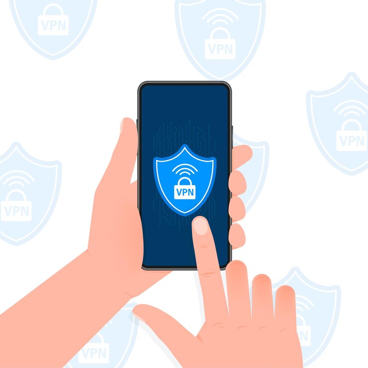 Vector vpn flat blue secure label on white background vector illustration