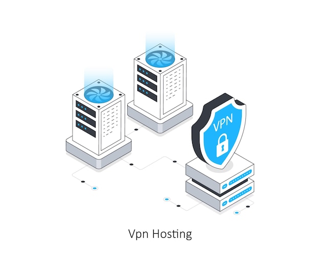 VPN 호스팅 이소메트릭 스 일러스트레이션 (EPS)