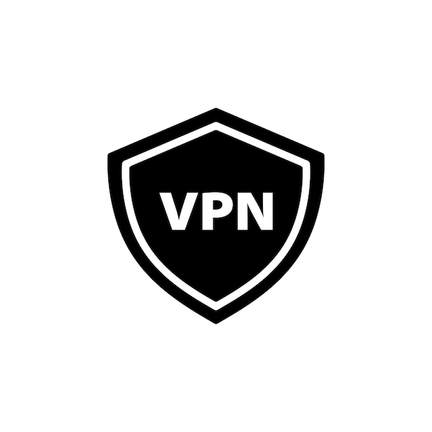 黒のVPNアイコン。仮想プライベートネットワーク。ベクトルEPS10。白い背景で隔離。