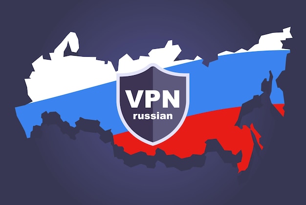 VPNアイコンとロシアの地図はインターネットブロッキング制限をバイパスします