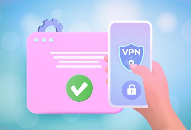 Vpn service-app 3d vectorillustratie