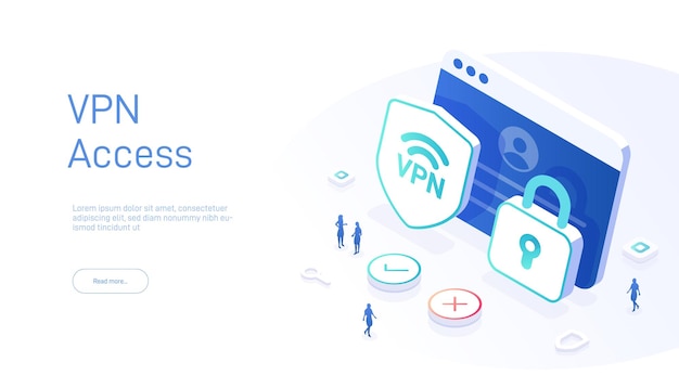 Vpn service concept Secure internet surfing software for virtual protection network