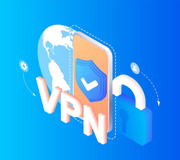 Concetto di servizio vpn utilizzo di vpn per proteggere i suoi dati personali nella rete privata virtuale del computer