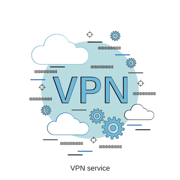 Illustrazione di concetto di vettore di stile di design piatto di servizio vpn