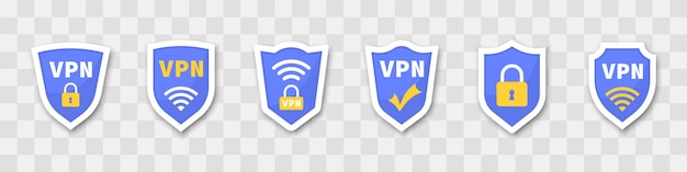 VPN shield concept Lock with VPN icons on transparent background