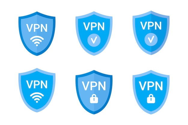 vpn shield icon concept set sign vector vpn wifi element