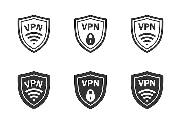 Vector vpn shield icon set safe vpn symbol flat vector illustration